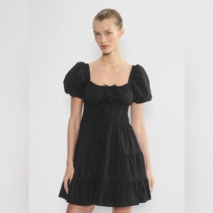 Aritzia Sunday Best Black Martine poplin short sleeve dress size XS